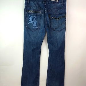 Black Label Mens Distressed Blue Jeans 36